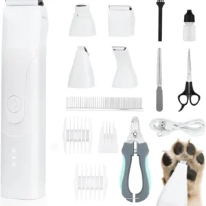 Dog Trimmer for Paws – 14 in 1 Cordless Dog Grooming Kit with Quiet Nail Grinder & Hair Clippers